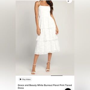 Lulu's White Ruffle Midi Dress